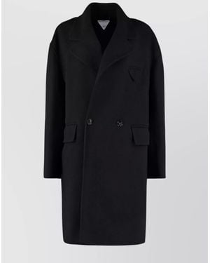 Bottega Veneta Lapel Collar Cashmere Coat - Black