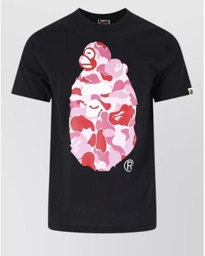 A Bathing Ape Graphic Print Crew Neck Short Sleeve Shirt - Black