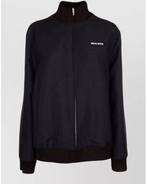 Miu Miu Short Coat Ribbed Cuffs Elastic Hem - Black