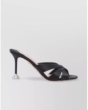 Aquazzura Satin Strappy Open Toe Unique Heel Pumps - Black