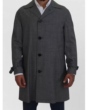Dolce & Gabbana Wool Checked Single Breasted Coat - Black