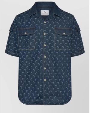 Marine Serre Printed Denim Shirt - Blue