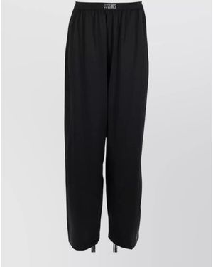 MM6 by Maison Margiela Silk Wide-Leg Trousers - Black