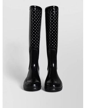 Dolce & Gabbana Polka Dot Rubber Knee-High Rain Boots - Black