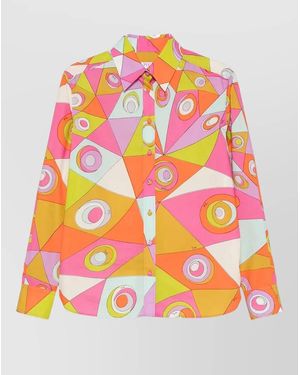 PUCCI Geometric Pattern Long Sleeve Regular Fit Shirt - Pink