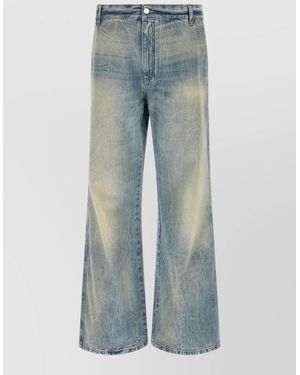 Amiri Chequered Bootcut Jeans Faded Wash Five Pockets - Blue