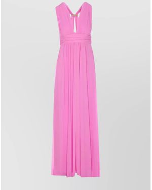 Liu Jo Floral Print V-Neck Dress With Keyhole Back - Pink