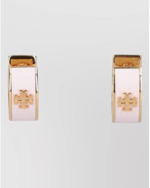 Tory Burch Hoop Earrings Two Tone Metal Design - Multicolour