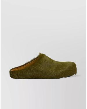 Marni Long Hair Calfskin Fussbett Sabot - Green