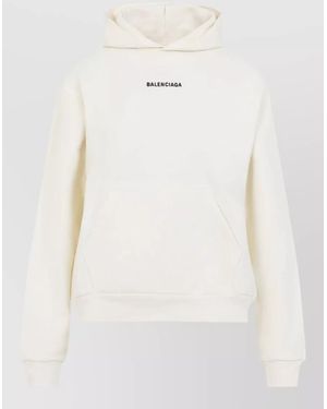 Balenciaga Medium Fit Cotton Fleece Hooded Sweatshirt - White