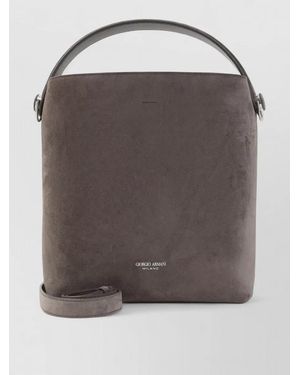 Giorgio Armani Suede Shoulder Bag - Grey