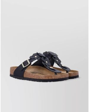 Birkenstock Leather Floral-Appliqué Thong Sandals - Multicolour