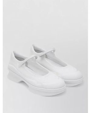 Prada Ballerina Shoes Mary Jane Strap Mesh Platform - White
