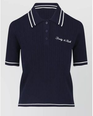 Sporty & Rich Short-Sleeve Knitted Top - Blue