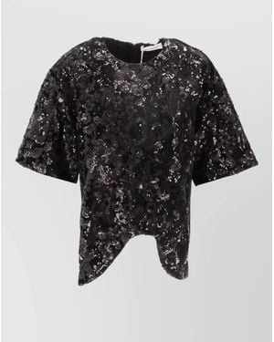 Niccolò Pasqualetti Velvet Floral Embroidered Top - Black