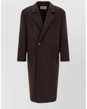 Saint Laurent Virgin Wool Double-Breasted Coat - Black