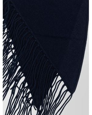 P.A.R.O.S.H. Cashmere Ribbed Fringed Scarf - Blue
