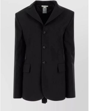 Nensi Dojaka Tailored Wool Blazer With Waist Tie And Back Slit - Black