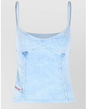 DIESEL Cotton Fitted Sweetheart-Neck Tank Top - Blue
