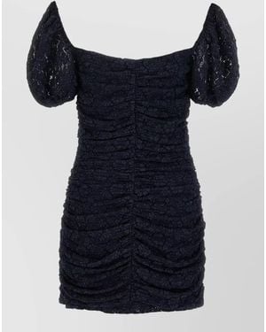 ROTATE BIRGER CHRISTENSEN Lace Dress Off Shoulder Puff Sleeves - Blue