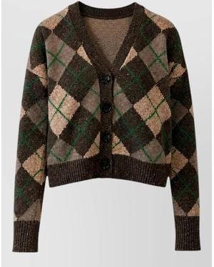 Weekend by Maxmara Argyle Cropped Cardigan - Black