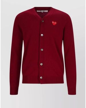 COMME DES GARÇONS PLAY Wool Crewneck Cardigan - Red