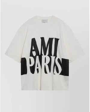 Ami Paris Oversized Graphic Crew Neck Short Sleeve T-Shirt - White