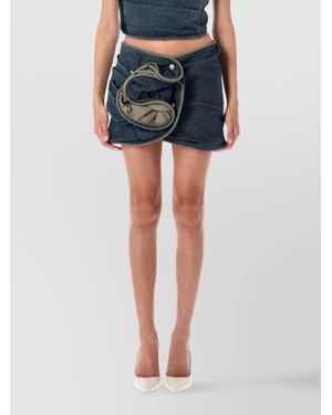Magda Butrym Denim Low-Rise Draped Mini Skirt - Blue