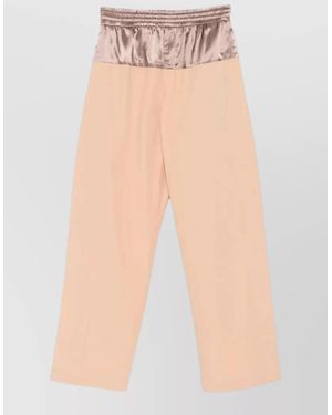 Dries Van Noten Pablo Wide Leg Satin Trim Shorts - Natural