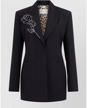 Blumarine Virgin Wool Single-Breasted Blazer - Black