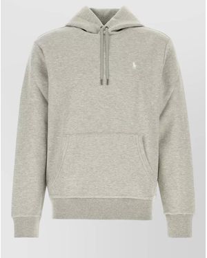 Polo Ralph Lauren Cotton Blend Hooded Sweatshirt Front Pocket - Grey