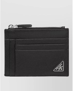 Prada Calf Leather Zip Cardholder - Black