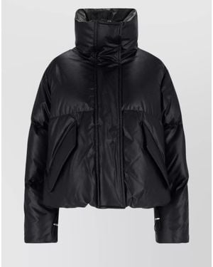 MM6 by Maison Margiela Quilted High Collar Jacket With Side Pockets - Black