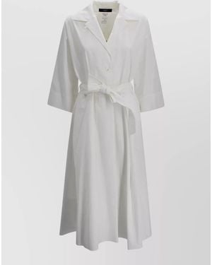 Weekend by Maxmara Cotton Poplin Midi Shirt Style Dress - Gray