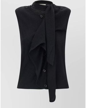 Lemaire Draped Scarf Detail Knit Vest Top - Black