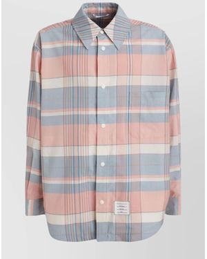 Thom Browne Pastel Plaid Long-Sleeve Shirt - Grey