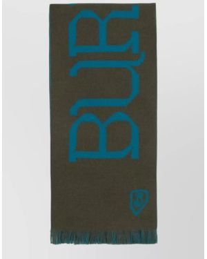 Burberry Heraldry Wool Scarf Reversible Fringed - Green