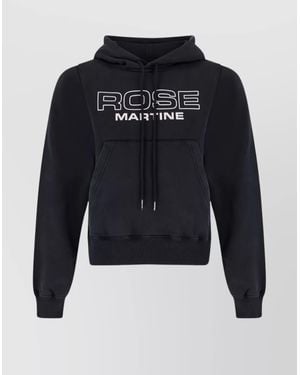 Martine Rose Hooded Cotton Sweatshirt Kangaroo Pocket - Blue