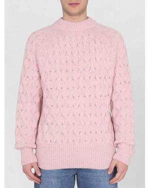 Séfr Alain Cable Knit Crew Neck Sweater - Pink