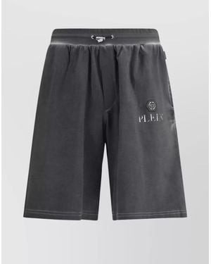 Philipp Plein Cotton Bermuda Shorts - Grey