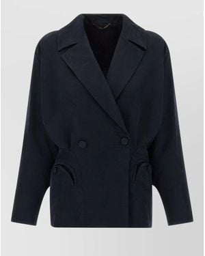 Blazé Milano Ribbed Double-Breasted Blazer - Blue