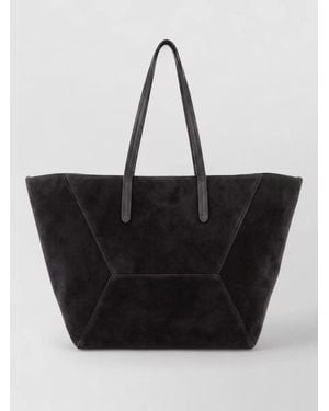 Brunello Cucinelli Monili Suede Leather Tote Bag - Black