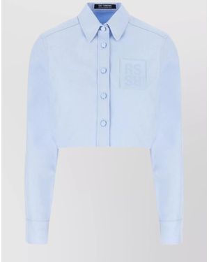 Raf Simons Cotton Piqué Cropped Shirt - Blue
