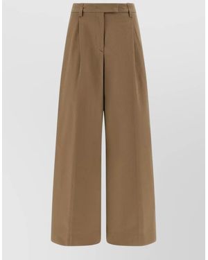Thelatest Deva Pants Belt Loops Wide Leg - Natural
