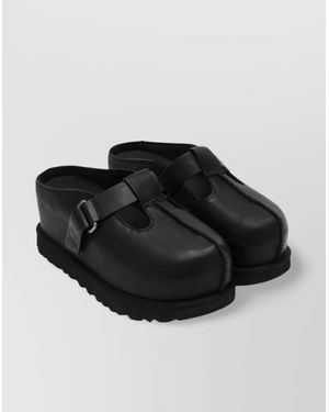 UGG Buckle Detail Textured Sole Mules - Black