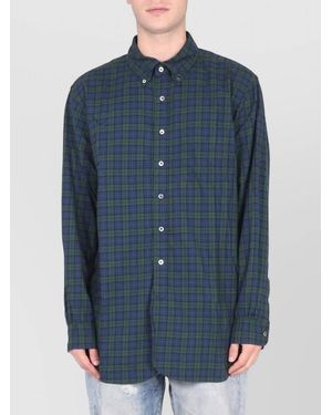 Engineered Garments Relaxed Fit Shirt Button Collar Plaid - Blue