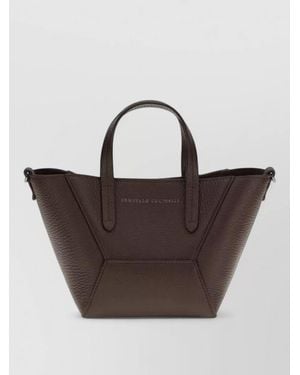 Brunello Cucinelli Na Calf Leather Shoulder Bag - Brown