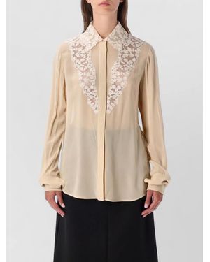 Fendi Silk Slim-Fit Lace-Trim Blouse - Natural