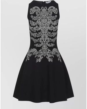 McQueen Lace Ribcage Jacquard Mini Dress - Black