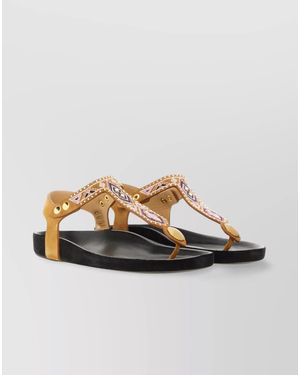 Isabel Marant Suede Leather Embellished Sandals - Green